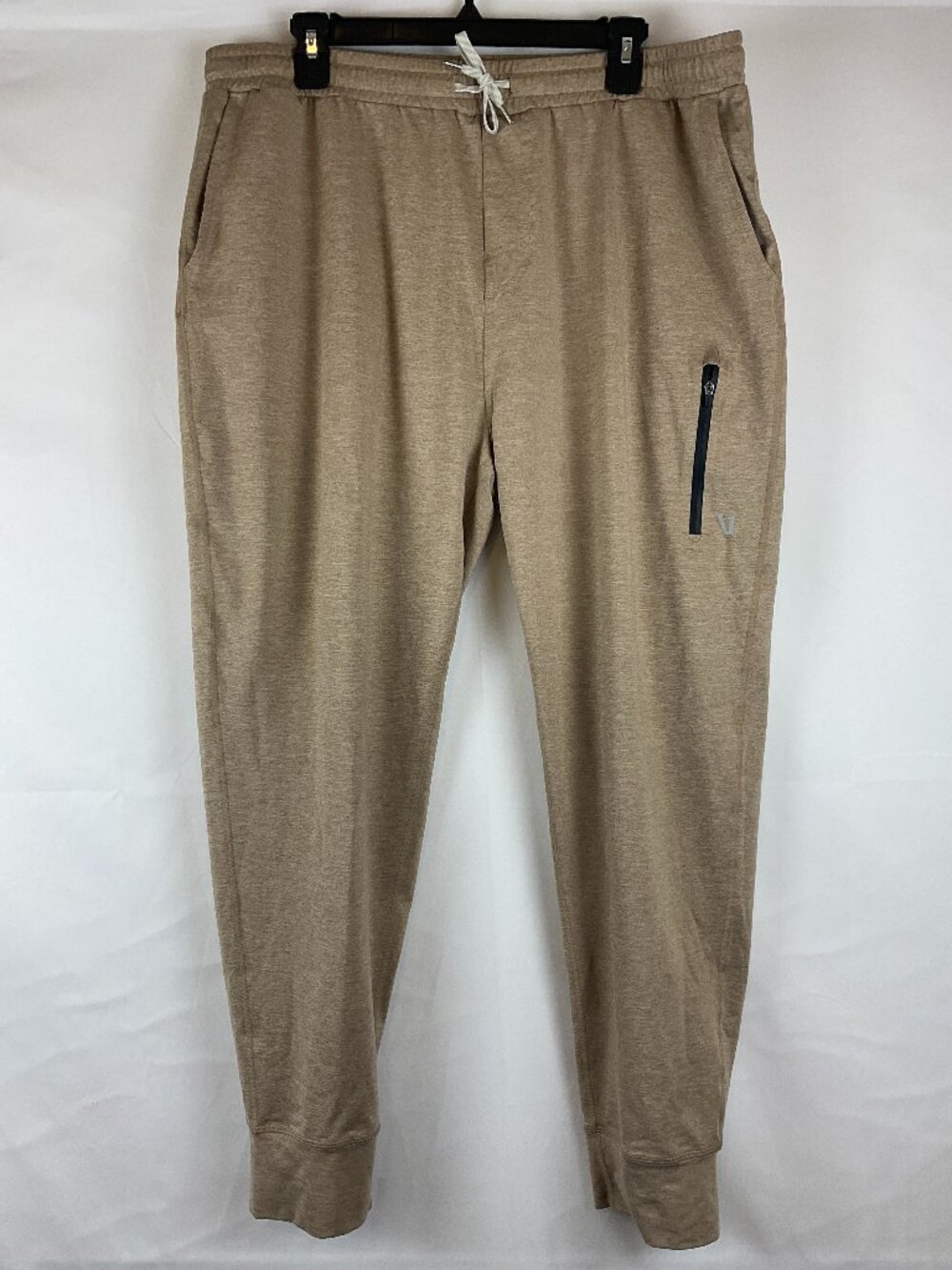 Vuori Men's Sunday Performance Jogger XXL Tan Tie Waist Zipper Pockets